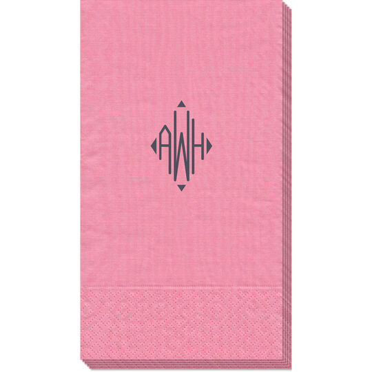 Shaped Diamond Monogram Moire Guest Towels